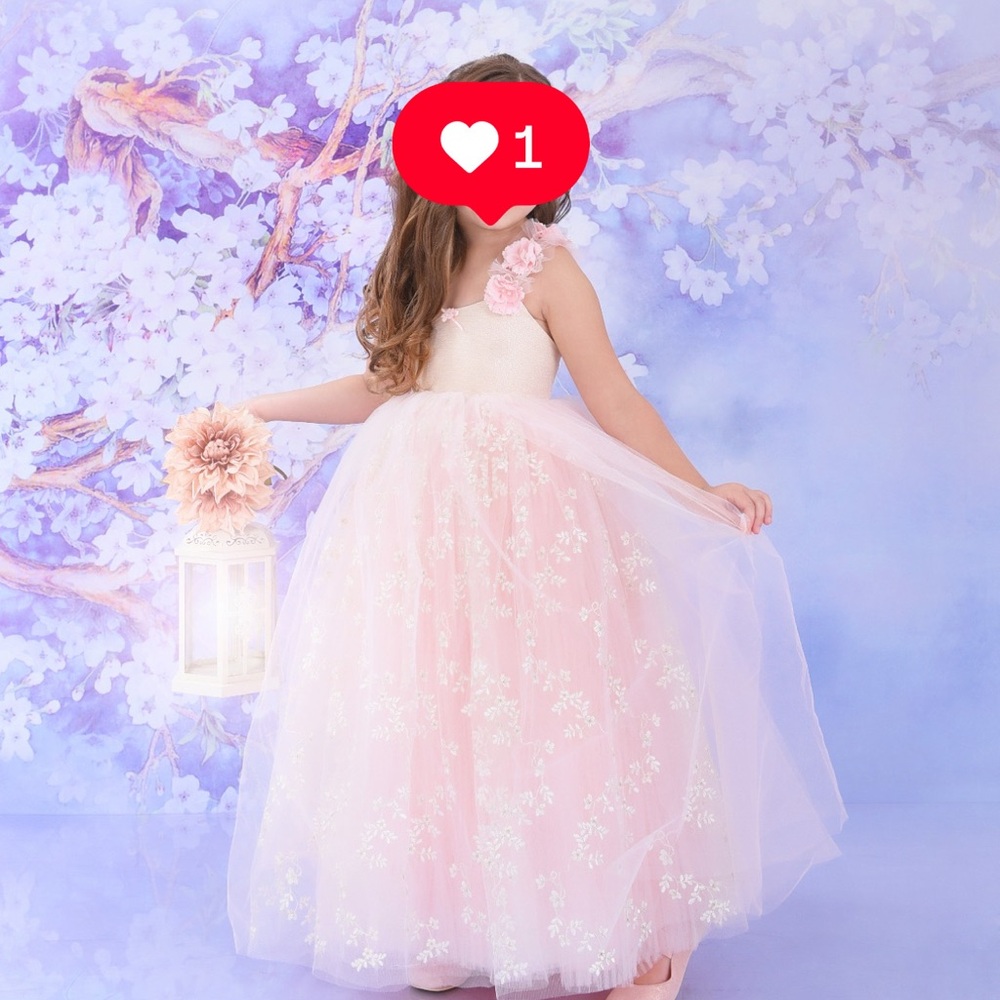 Dollcake Pink Floral Kids Formal Dress - Picture 4 of 4